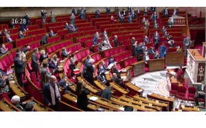 Members of France’s National Assembly applaud the vote to recognize Artsakh